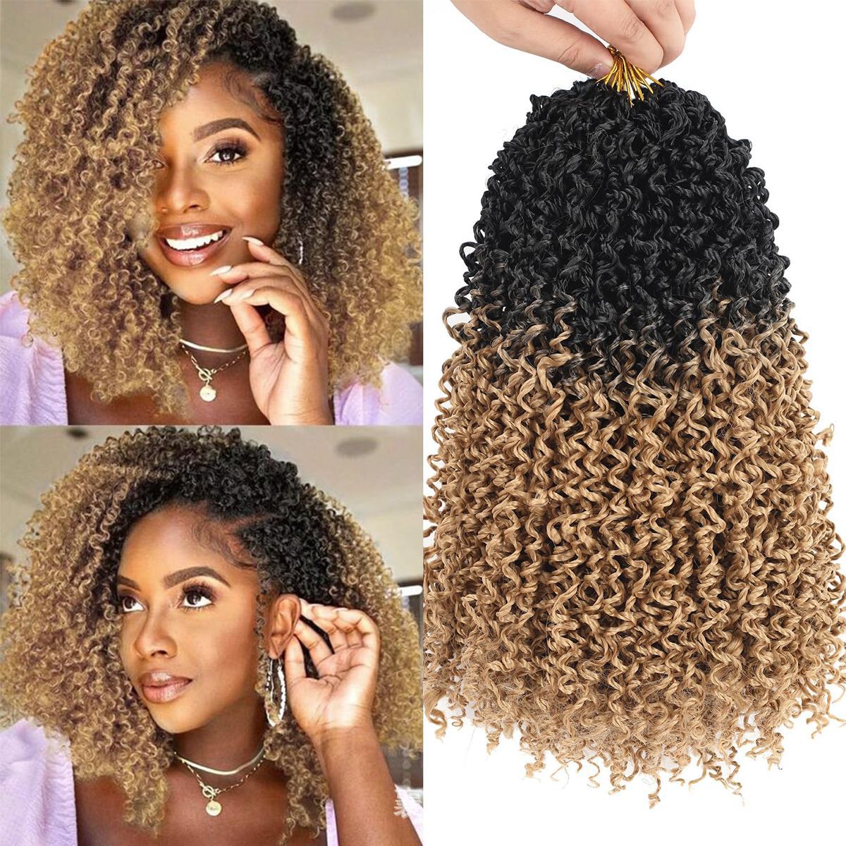 Synthetic Fiber Wig8 Inches24 StrandsCrocheted Small CurlsIrregular Style